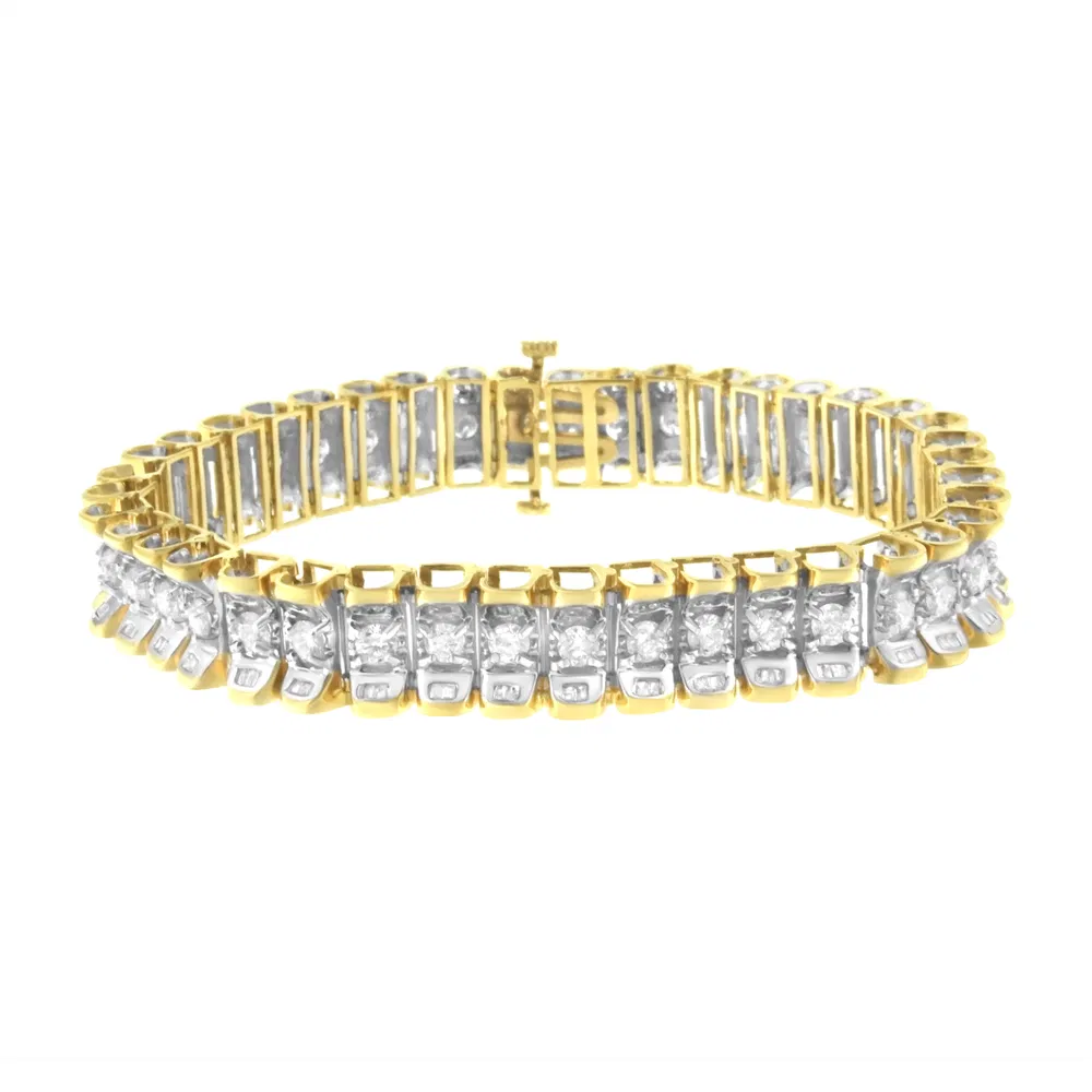14 Karat Gelb und Weißgold 5,0 Cttw Round & Baguette Cut Diamant 7