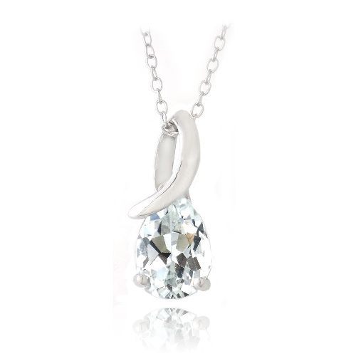 Sterling Silber 2,25ct Weiße Topaz Tränenkurve Halskette
