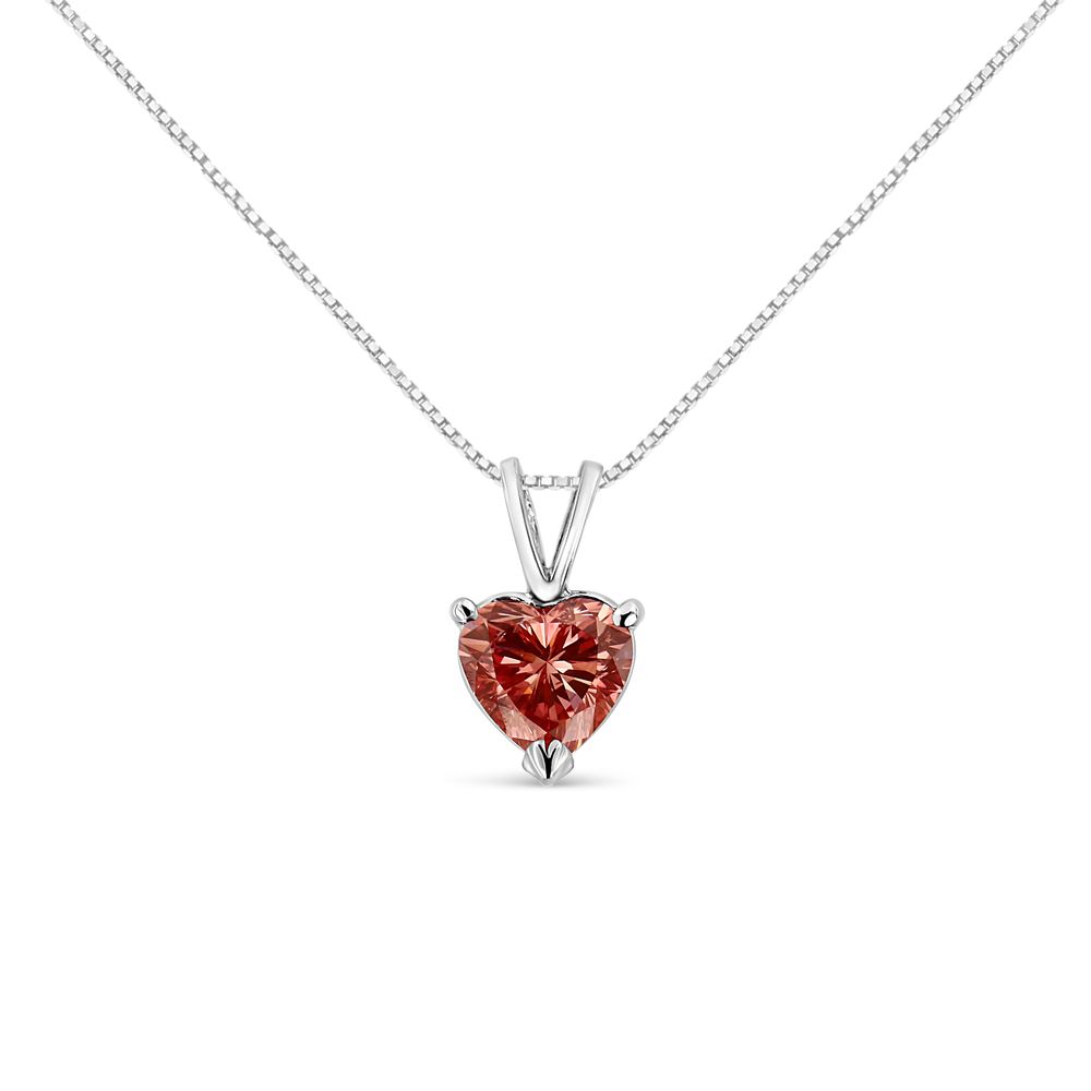 IGI zertifiziertes 14K Weißgold Martini Set 1.00 Cttw Lab Grown Pink Heart Diamond Solitaire 18