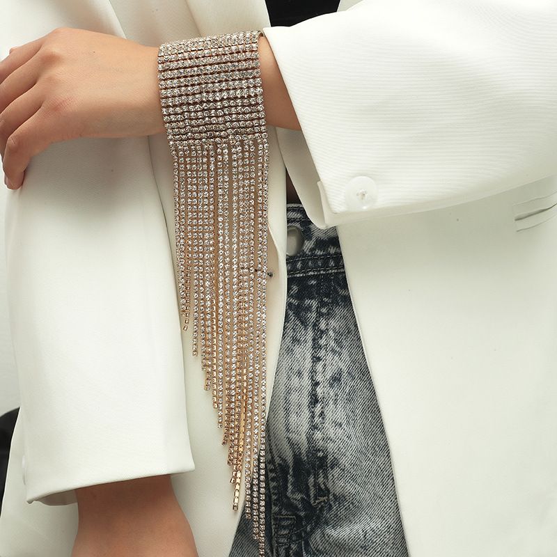 Übertriebenen Luxus-Mode Multi-Reihe Multi-Schicht - Flash Diamant Glanz Big Tassel Nachtclub Bühne Performance Armband Armband Frauen
