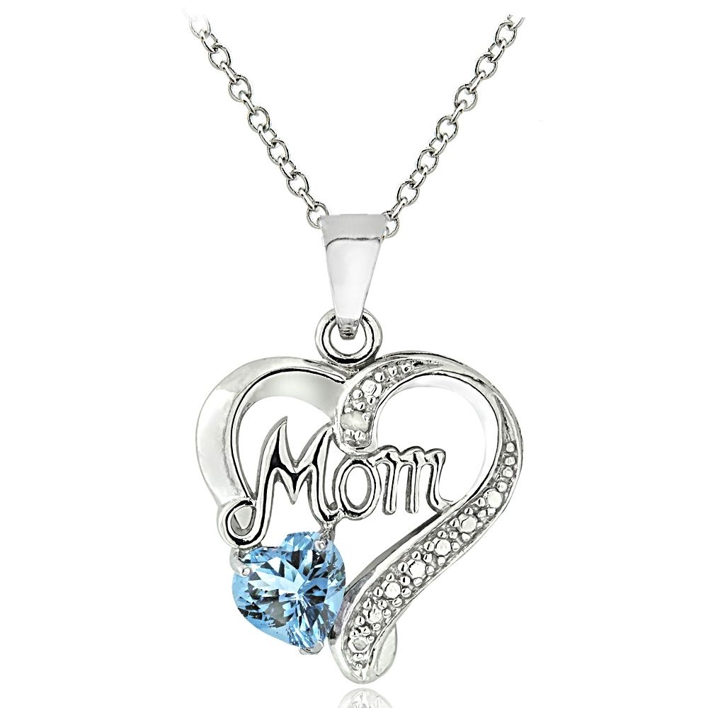Sterling Silber Blau Topaz & Diamant Akzent