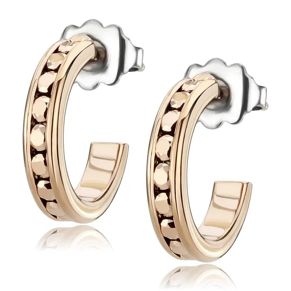 3W1142 - IP Rose Gold (Ion Plating) Messing Ohrringe mit Top-Grade - Kristall in metallischem Lichtgold