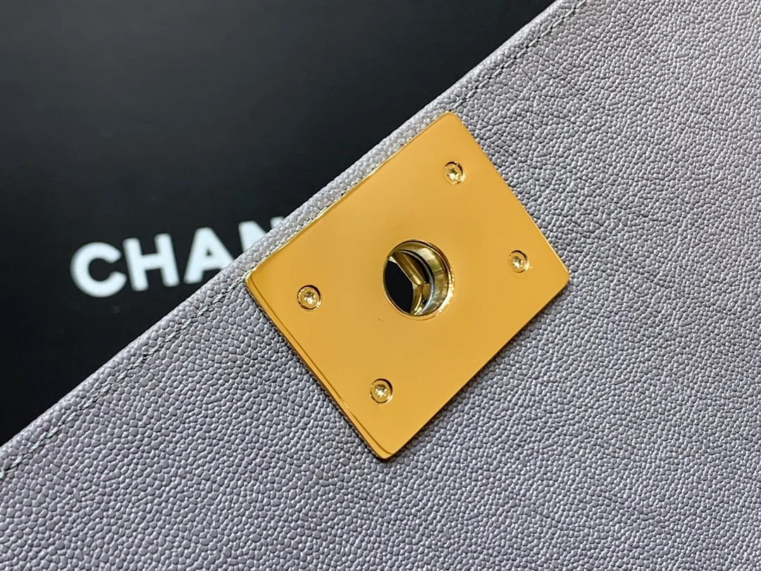 Chanel Boy Handbag Dark Grey Gold Toned Hardware For Women 9.8in/25cm