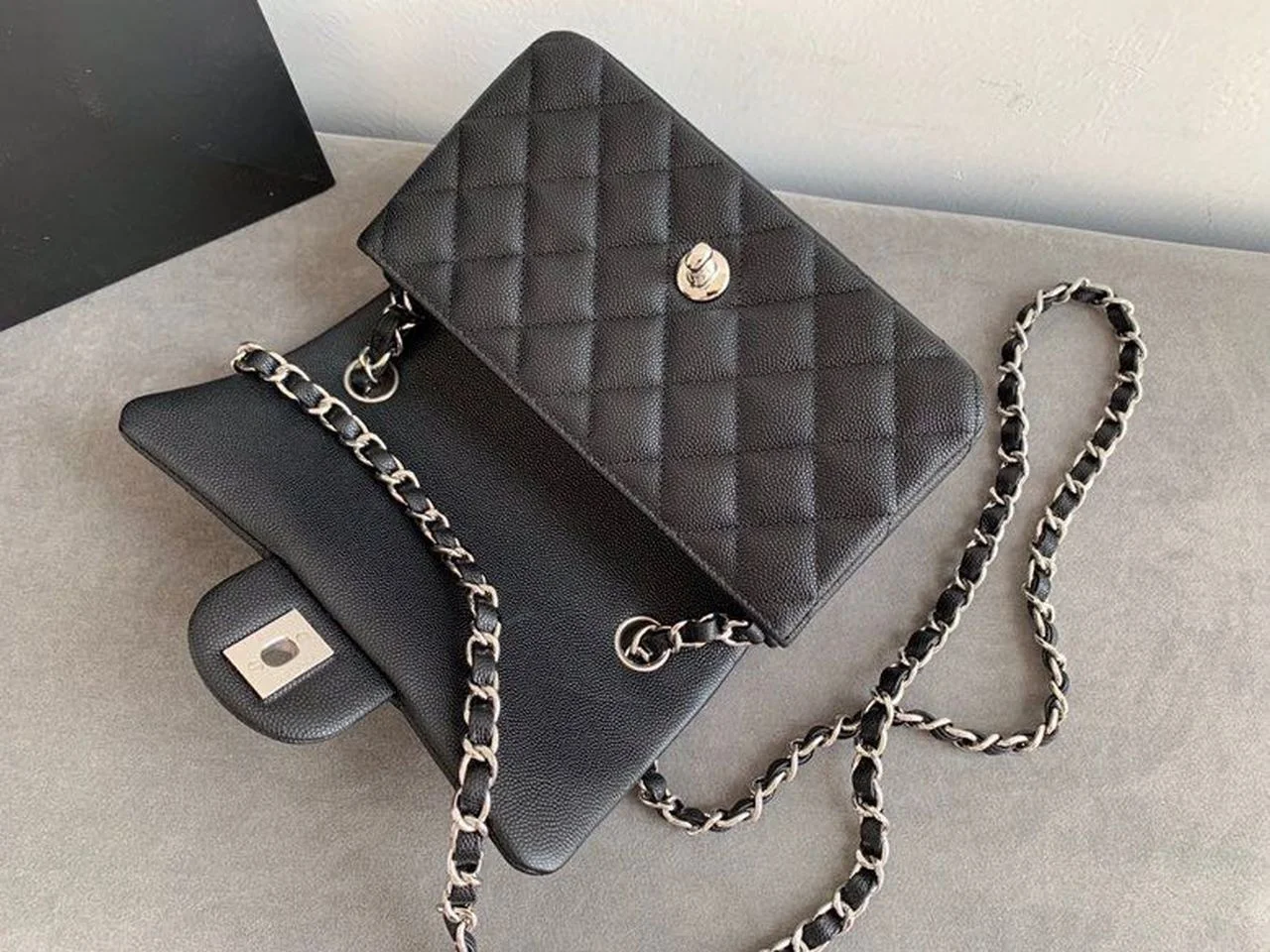 Chanel Small Classic Handbag Silver Toned Hardware Black For Women, Women’s Bags, Shoulder and Crossbody Bags 7.8in/20cm A01113