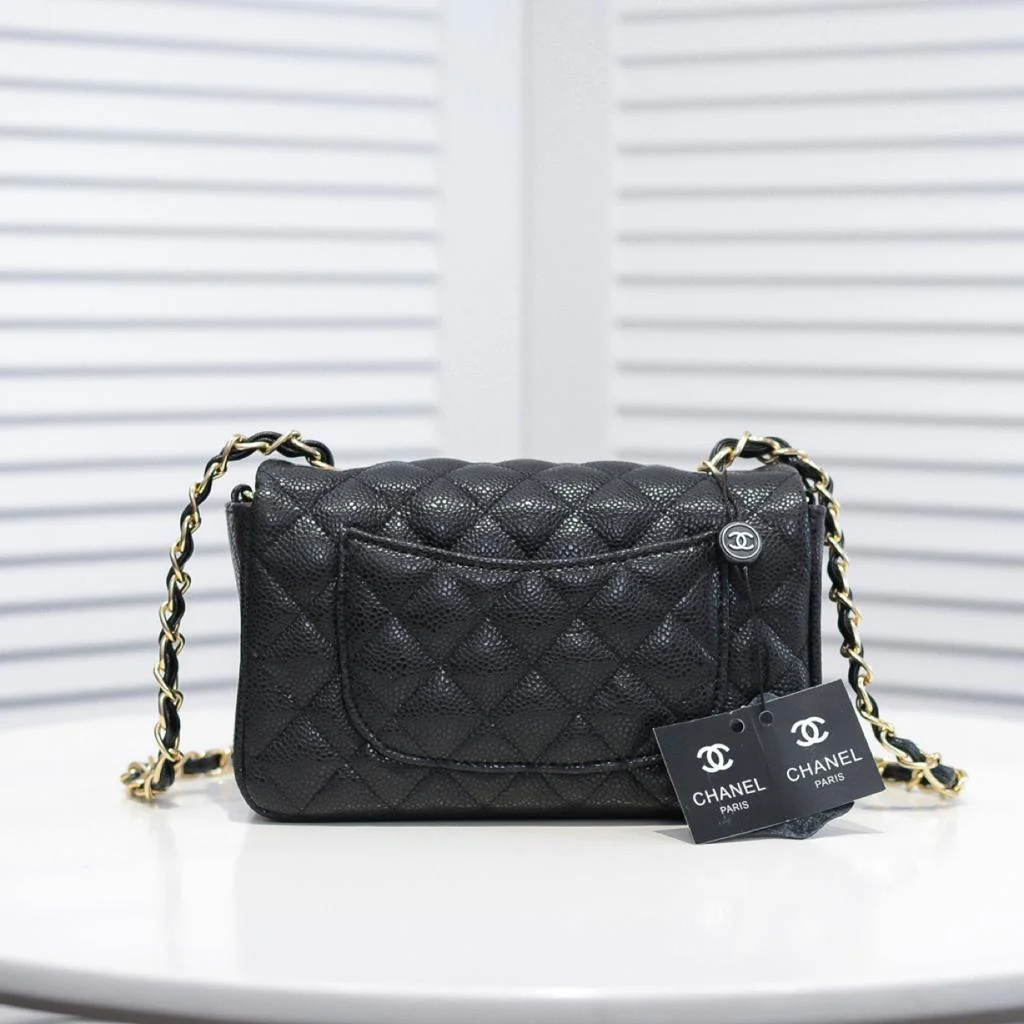 Chanel Mini Flap Bag Black For Women 7.8in/20cm A69900