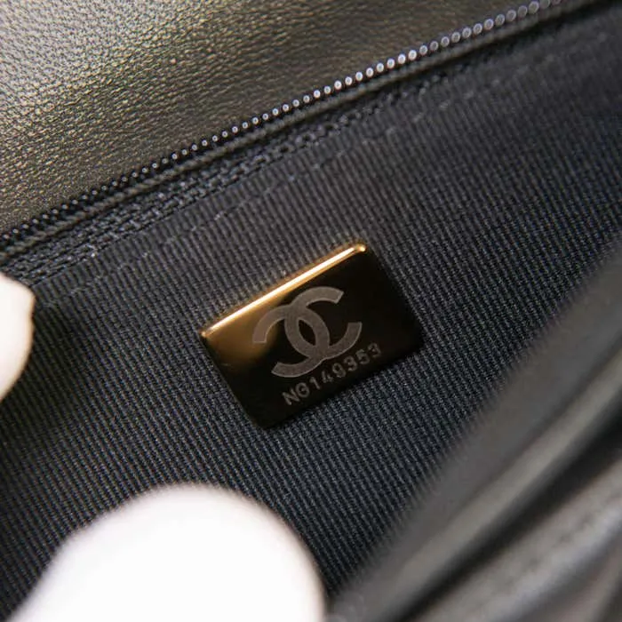 Black Lambskin Quilted Trendy CC Wallet On Chain