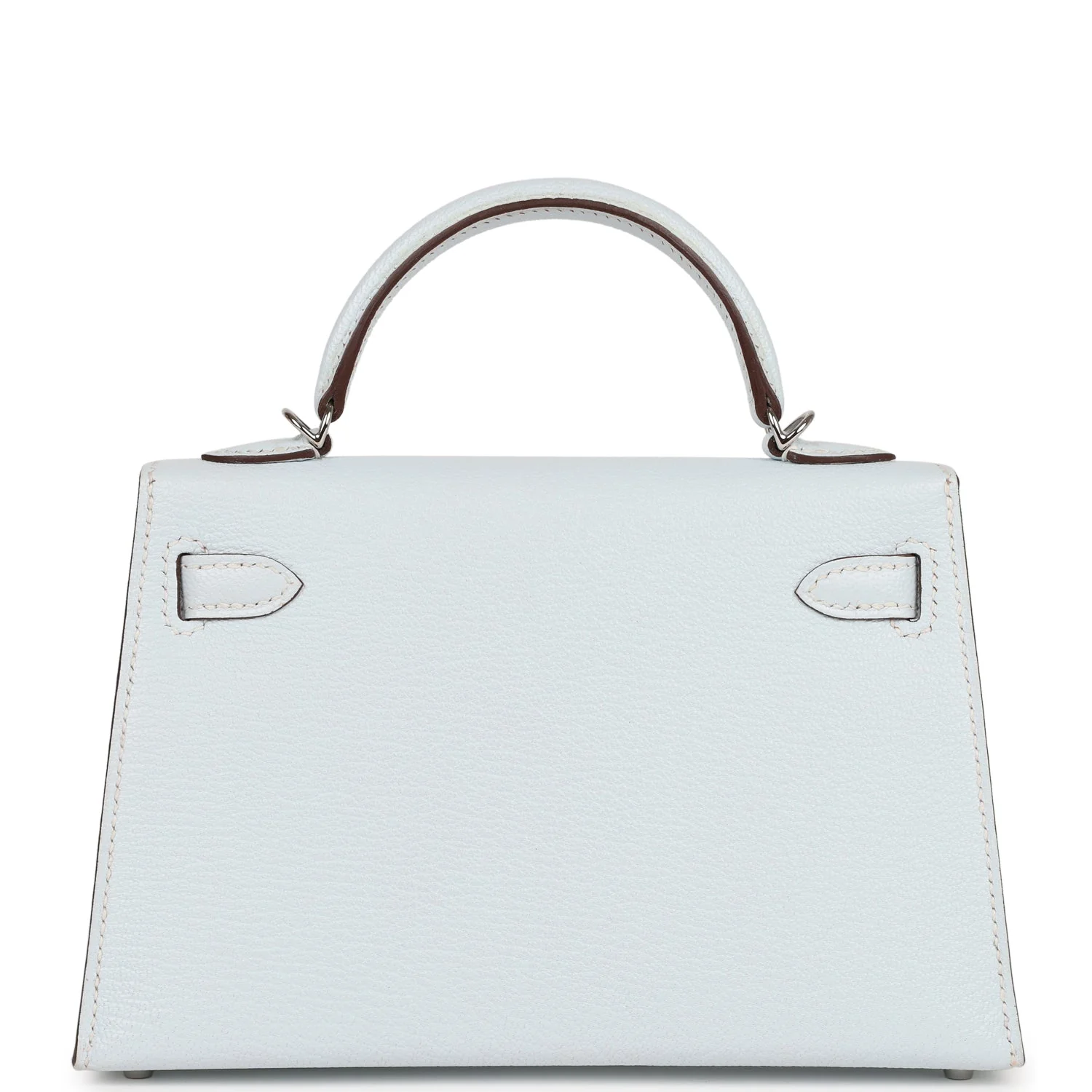 Pre-owned Hermes Kelly Sellier 20 Bleu Brume Chevre Palladium Hardware