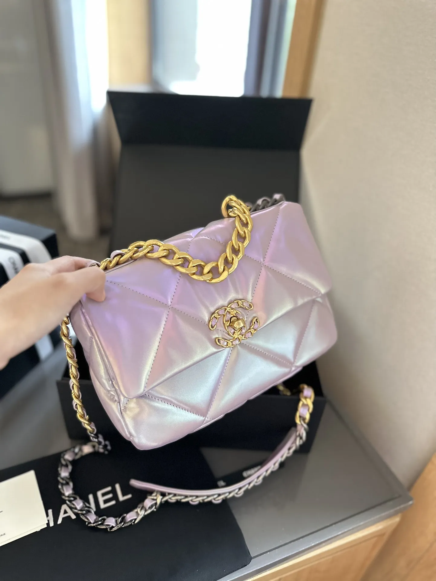 CLASSIC FLAP Small Medium Bag Silver Gold Reverse Hardw