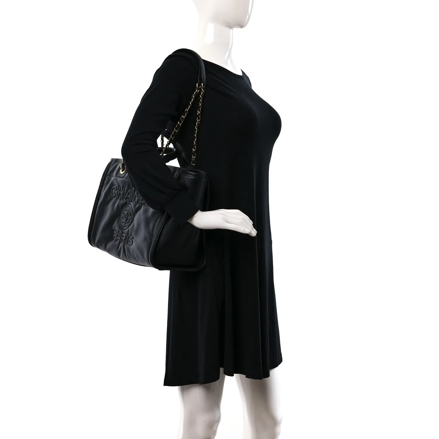 Calfskin Small Deauville Tote Black