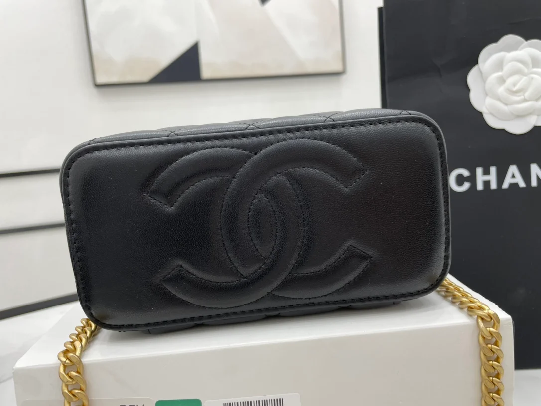 Chanel Small Vanity Case Black With Gold Zipper For Women, Women’s Bags 5.9in/15cm