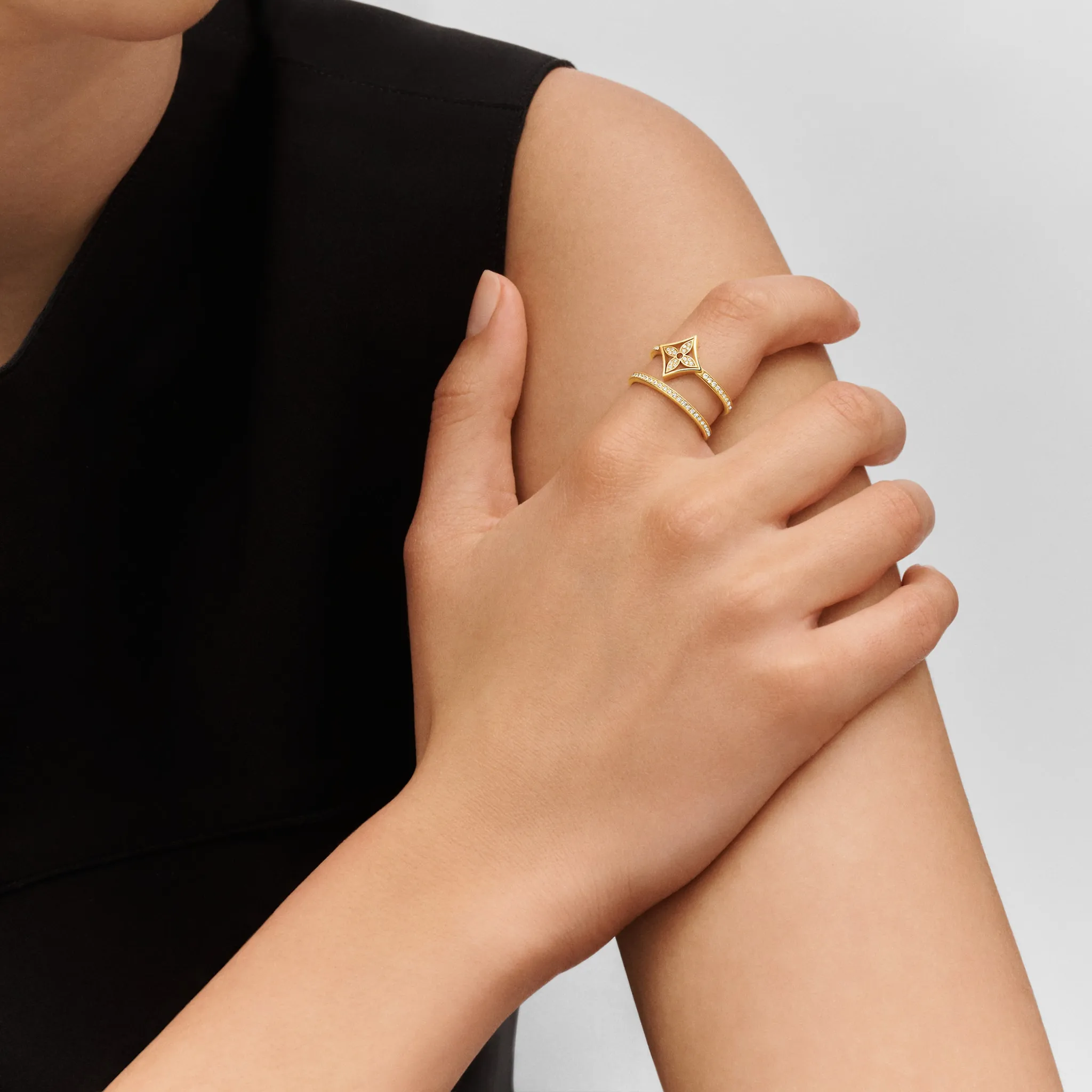 Idylle Blossom Gold and Diamond Double Row Ring