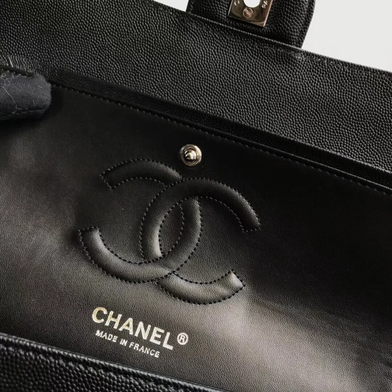 Chanel Chevron Caviar Calfskin Class-Flap Bag A01112 Black