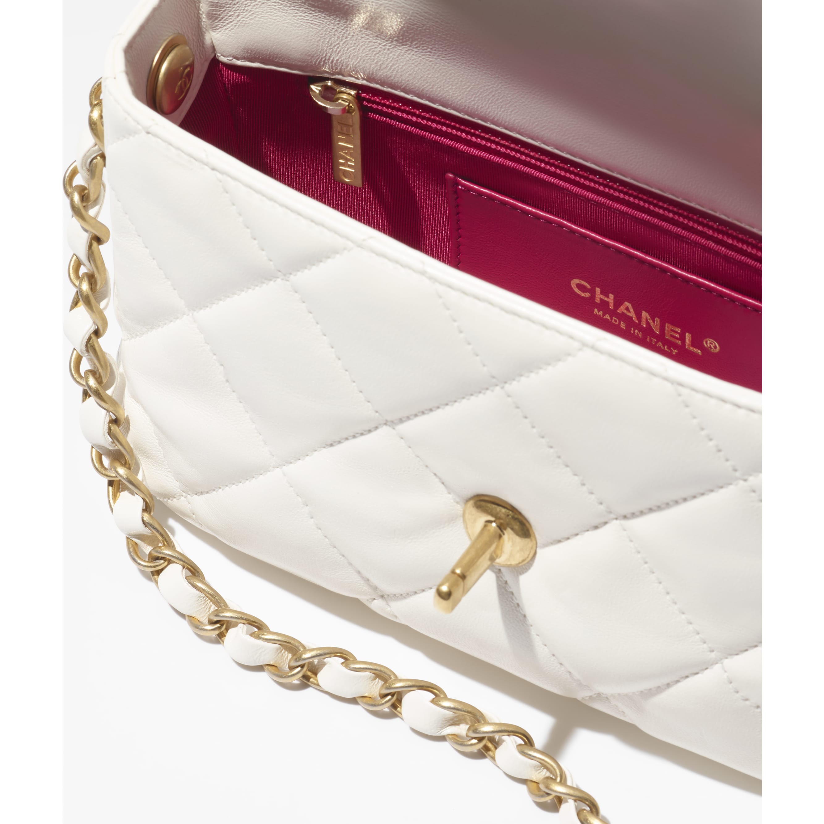 Lambskin-SMALL FLAP BAG-White