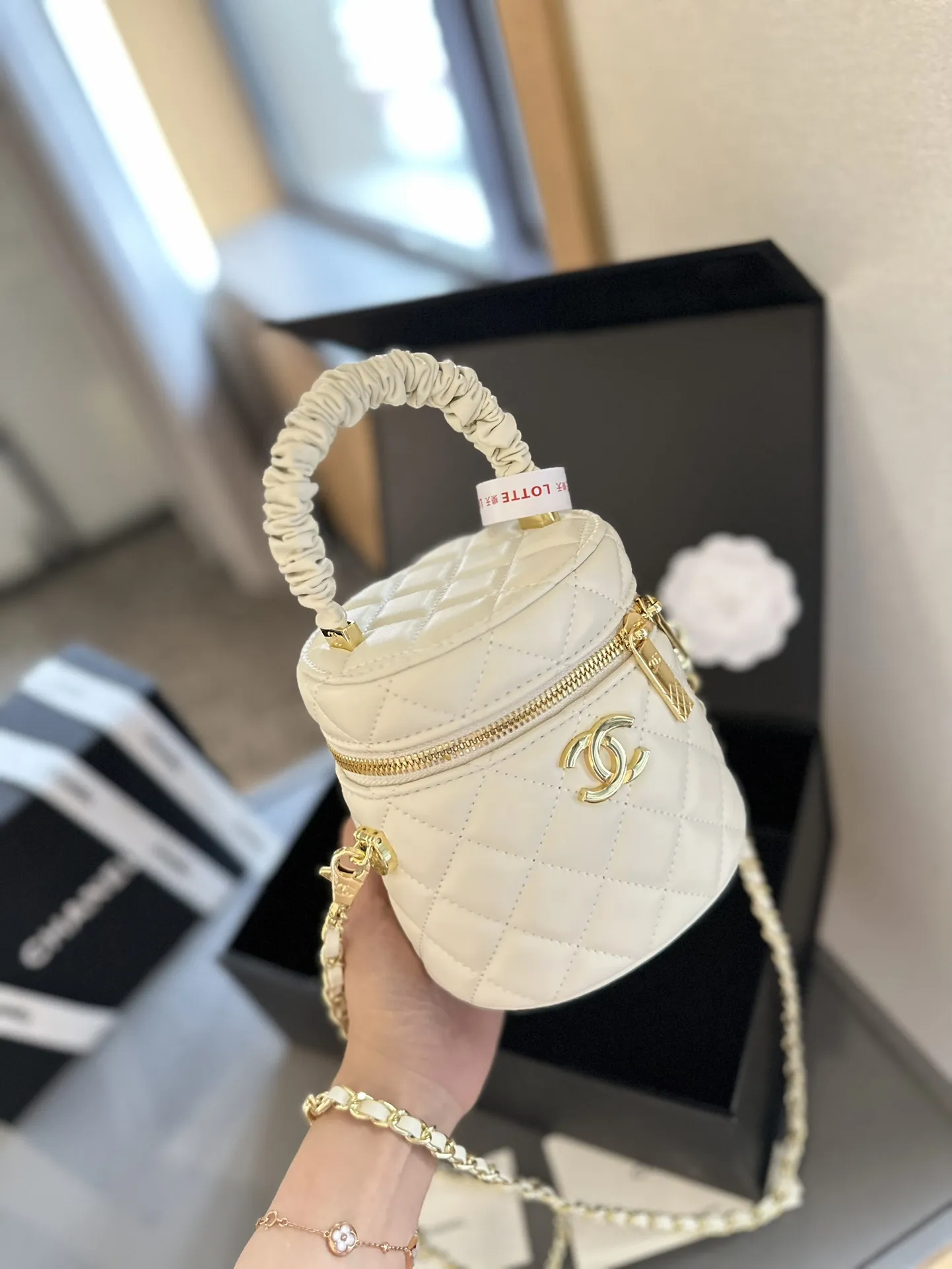 Vanity Case with Chain Quilted Lambskin Mini