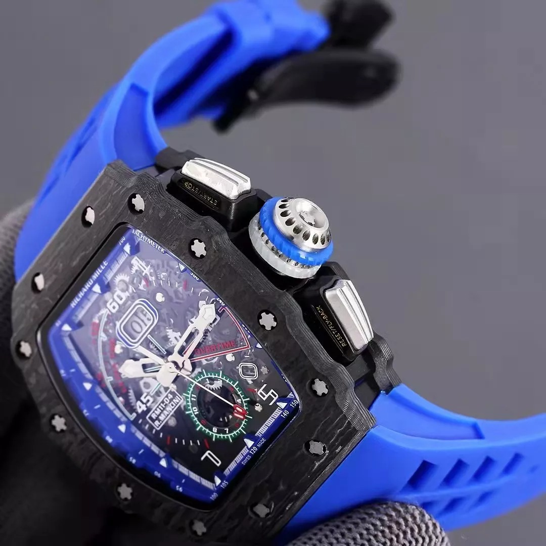 RM 11-03 Skeleton Blue Dial Black Bezel Blue Rubber Strap ZY 7750