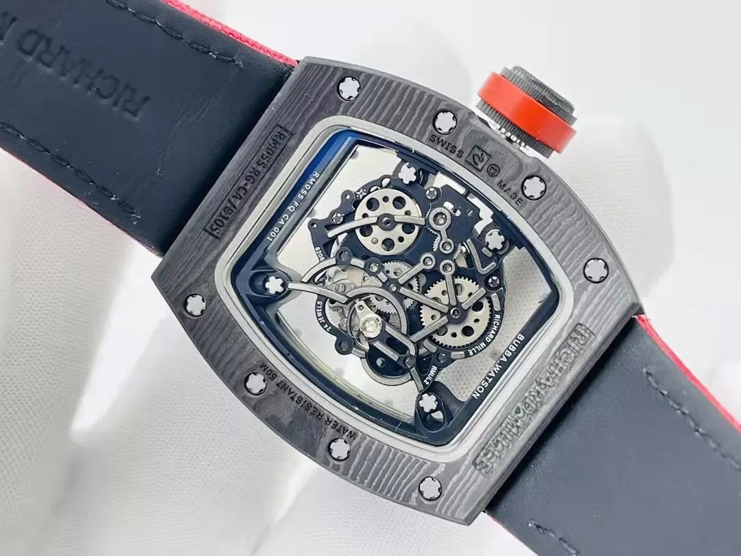 RM055 Skeleton Dial Black Bezel Red Canvas Strap RMS RMUL2