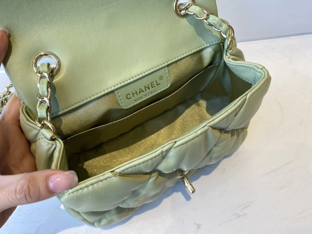 Chanel Small Flap Bag Gold Hardware Green For Women, Women’s Handbags, Shoulder Bags 7.5in/19cm AS2232