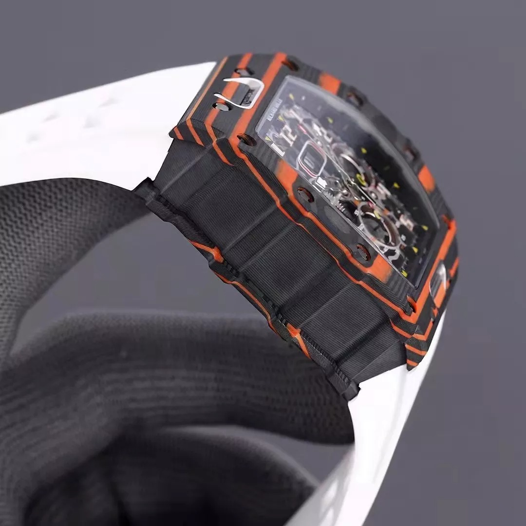 RM 11-03 Skeleton Dial Black&Orange Bezel White/Black/Orange Rubber Strap KV 7750