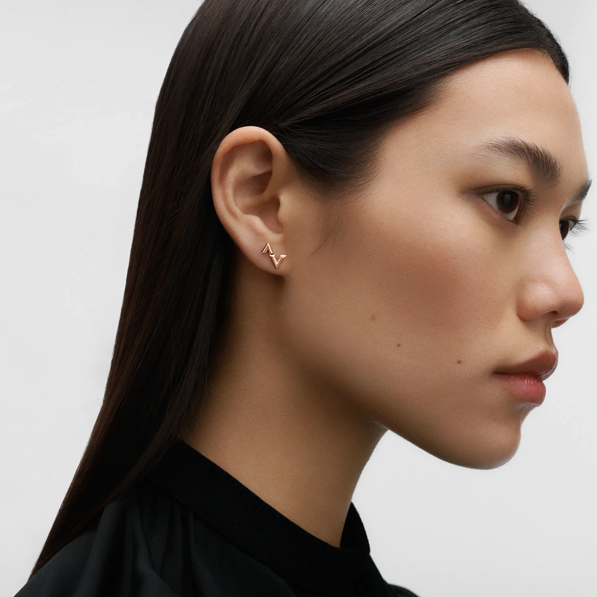 Louis Volt Upside Down Rose Gold Single Stud Earrings