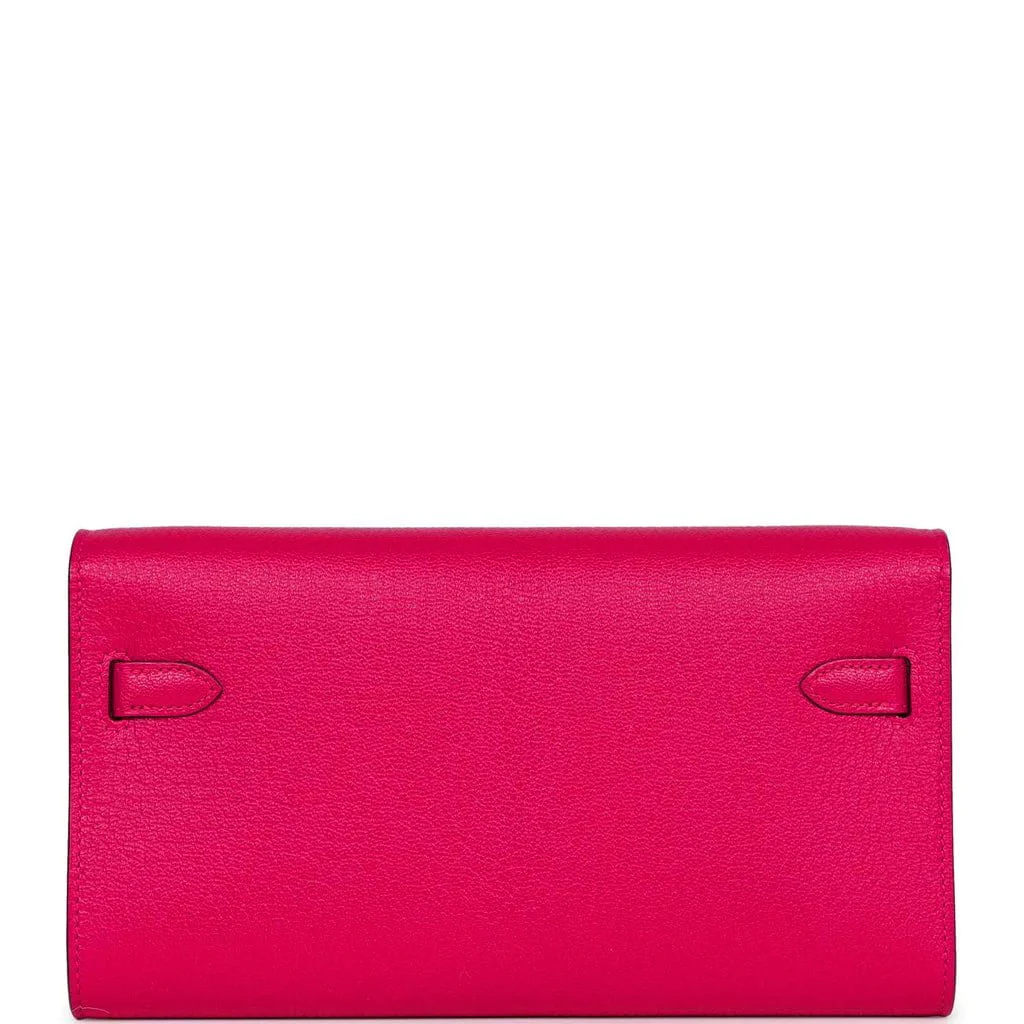 Hermes Kelly Wallet To Go Rose Mexico Chevre Palladium Hardware