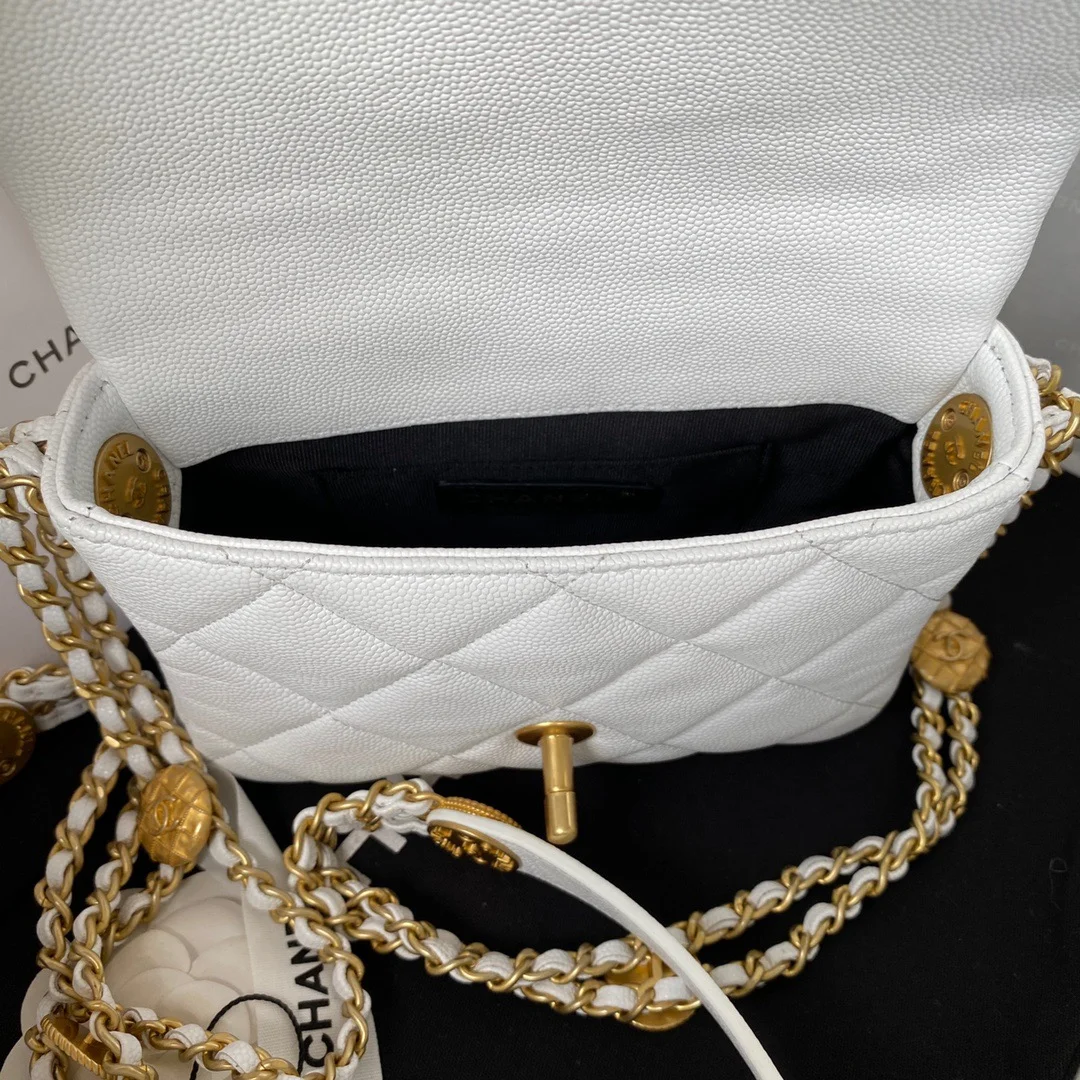 Chanel Mini Flap Bag With Top Handle Gold Hardware White For Women, Women’s Handbags, Shoulder Bags 7.9in/20cm AS2431