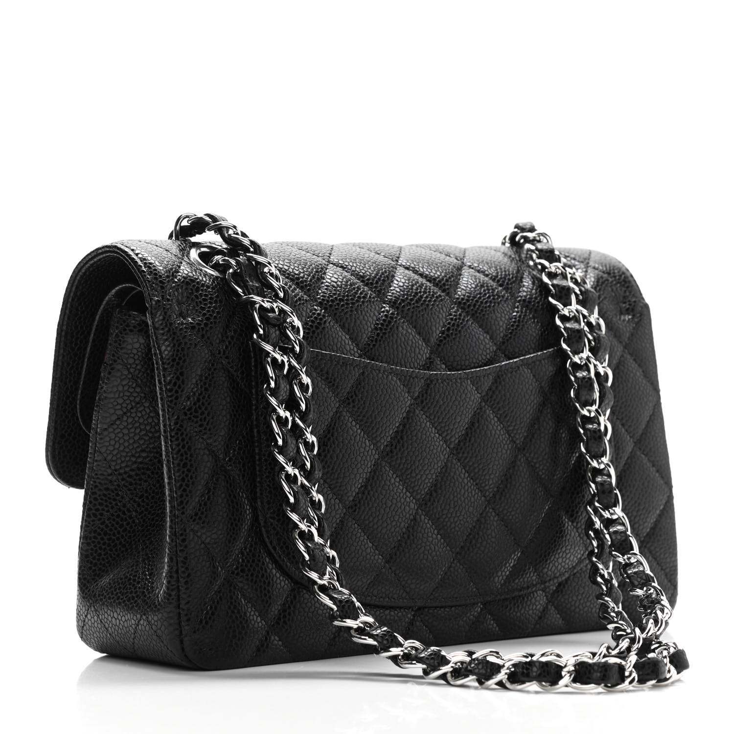Caviar Quilted Small Double Flap Black