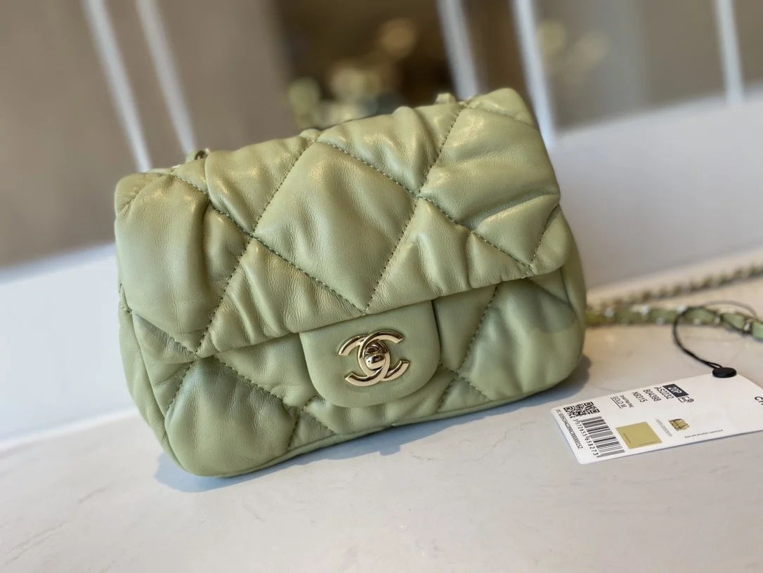 Chanel Small Flap Bag Gold Hardware Green For Women, Women’s Handbags, Shoulder Bags 7.5in/19cm AS2232