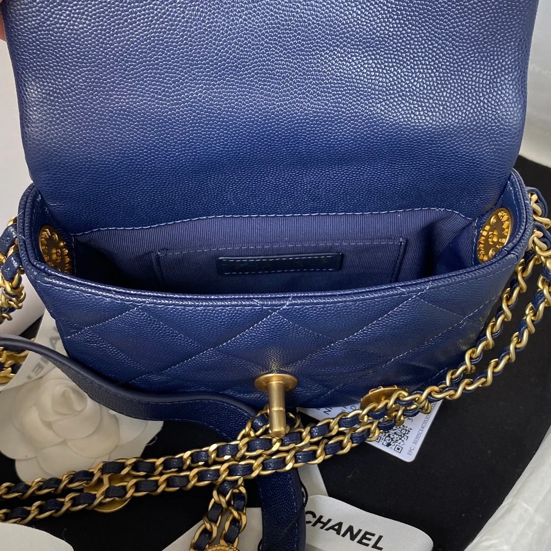 Chanel Mini Flap Bag With Top Handle Gold Hardware Navy Blue For Women, Women’s Handbags, Shoulder Bags 7.9in/20cm AS2431 B08846 NJ532