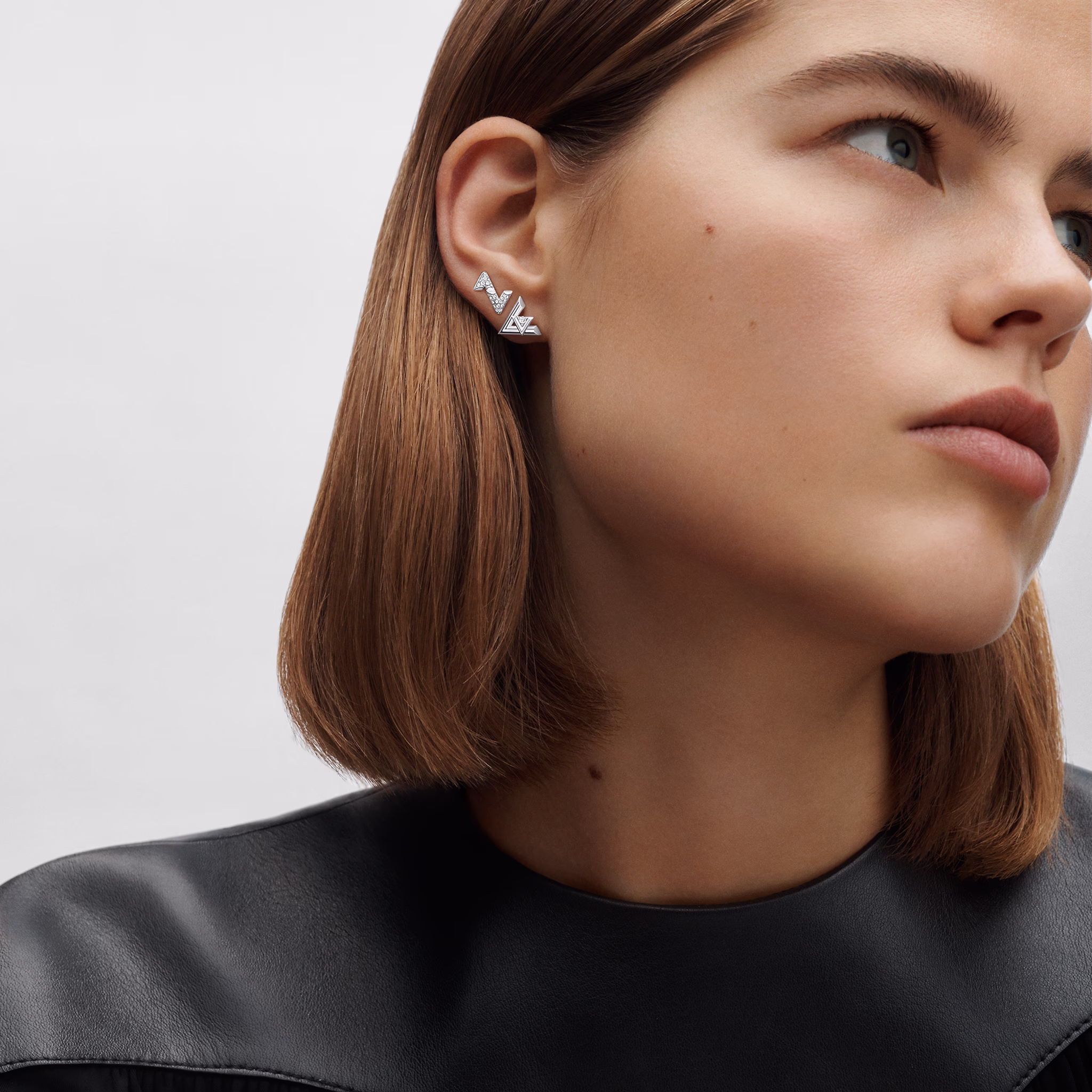 Louis Volt Upside Down White Gold and Diamond Single Stud Earrings