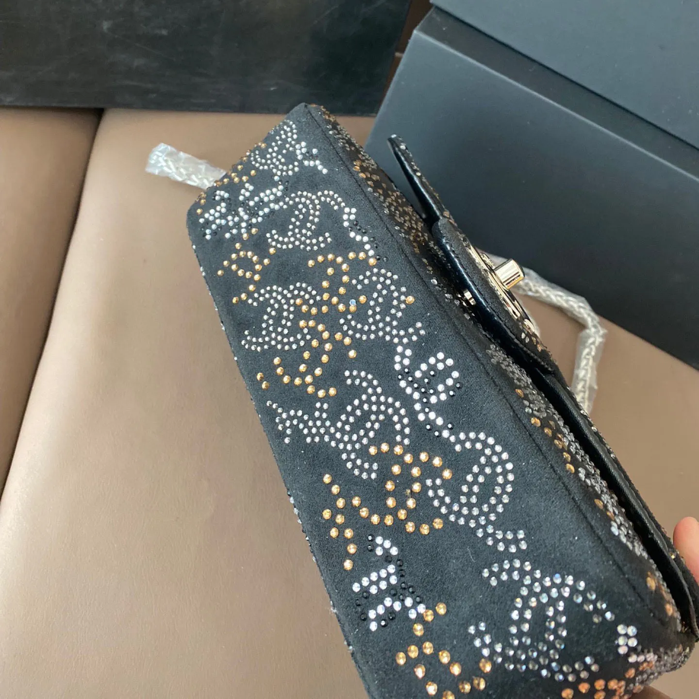 PARIS-SHANGHAI STUDDED CC FLAP BAG