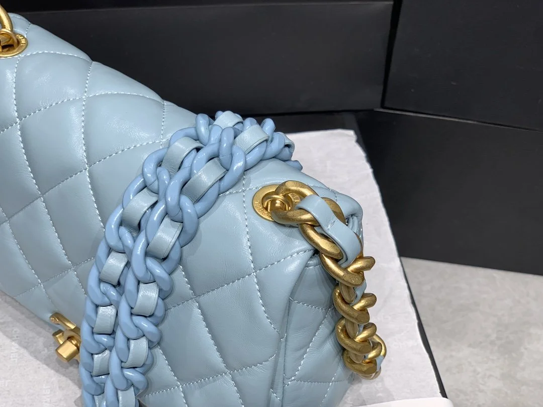 Chanel Small Flap Bag Gold-Tone Metal Blue Bag For Women 16cm/6.2in