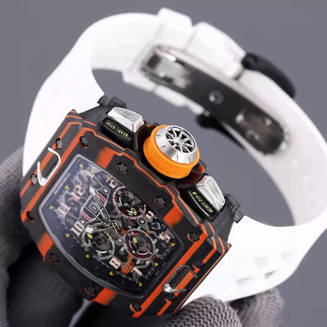 RM 11-03 Skeleton Dial Black&Orange Bezel White/Black/Orange Rubber Strap KV 7750