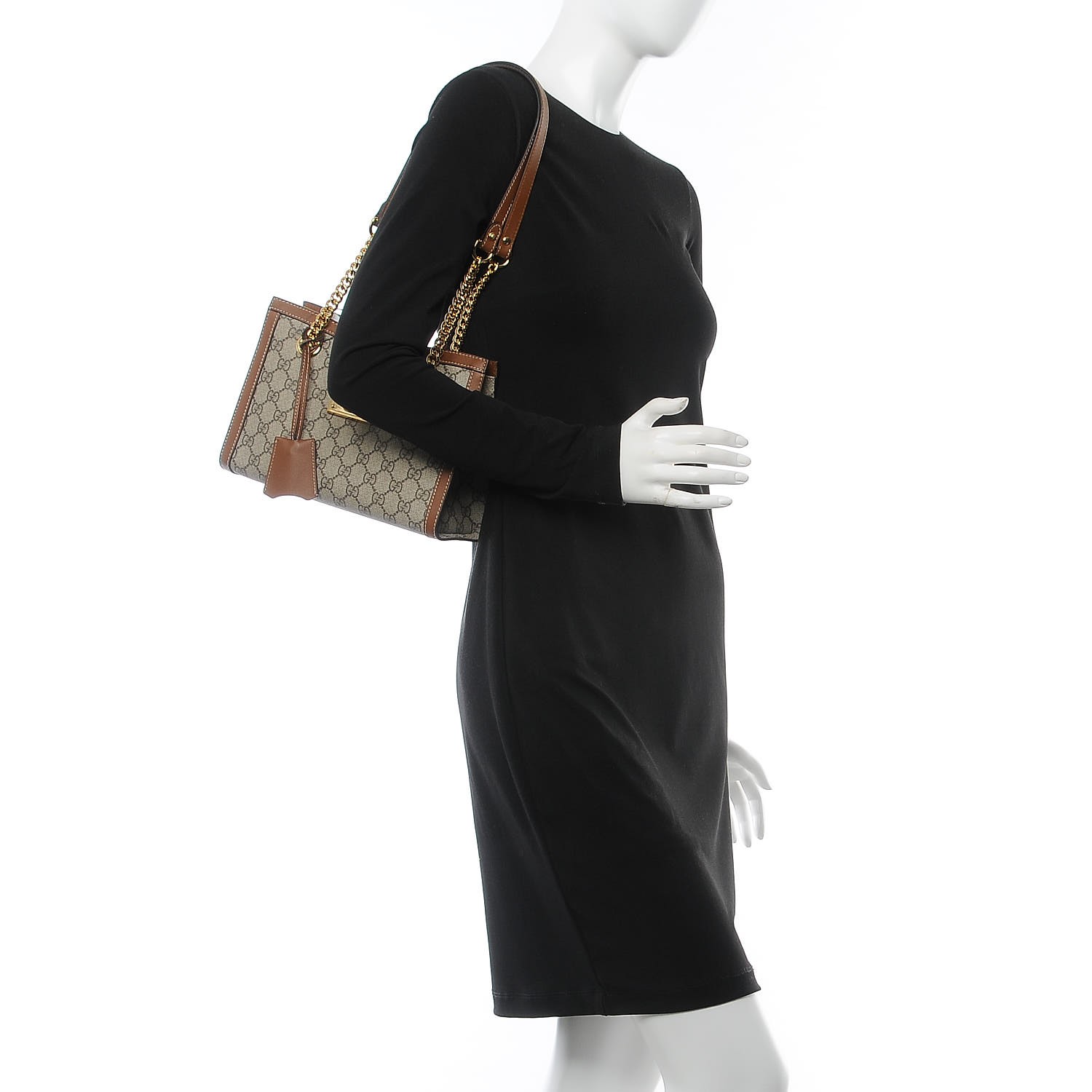 GG Supreme Monogram Calfskin Small Padlock Tote Beige Ebony Tuscany