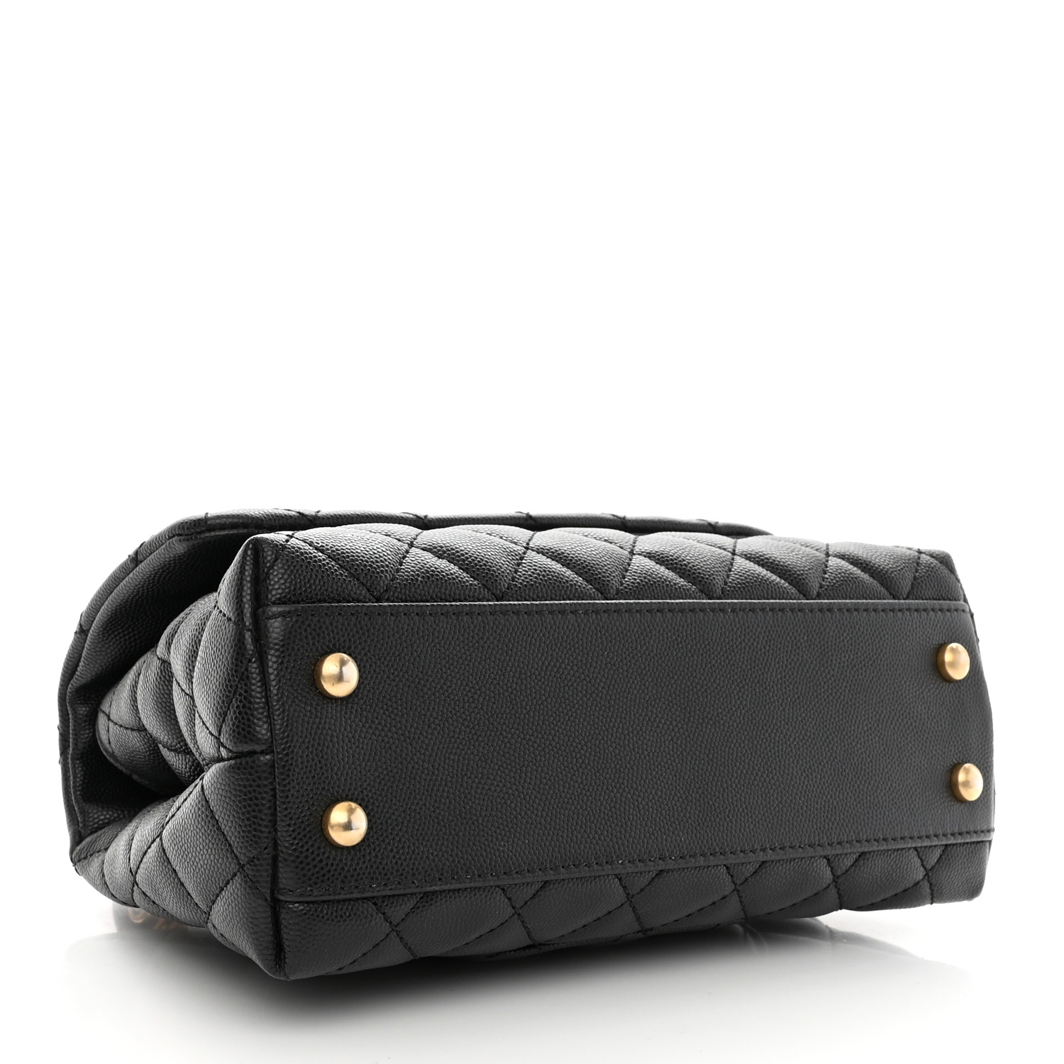 Caviar Lizard Embossed Quilted Mini Coco Handle Flap Black