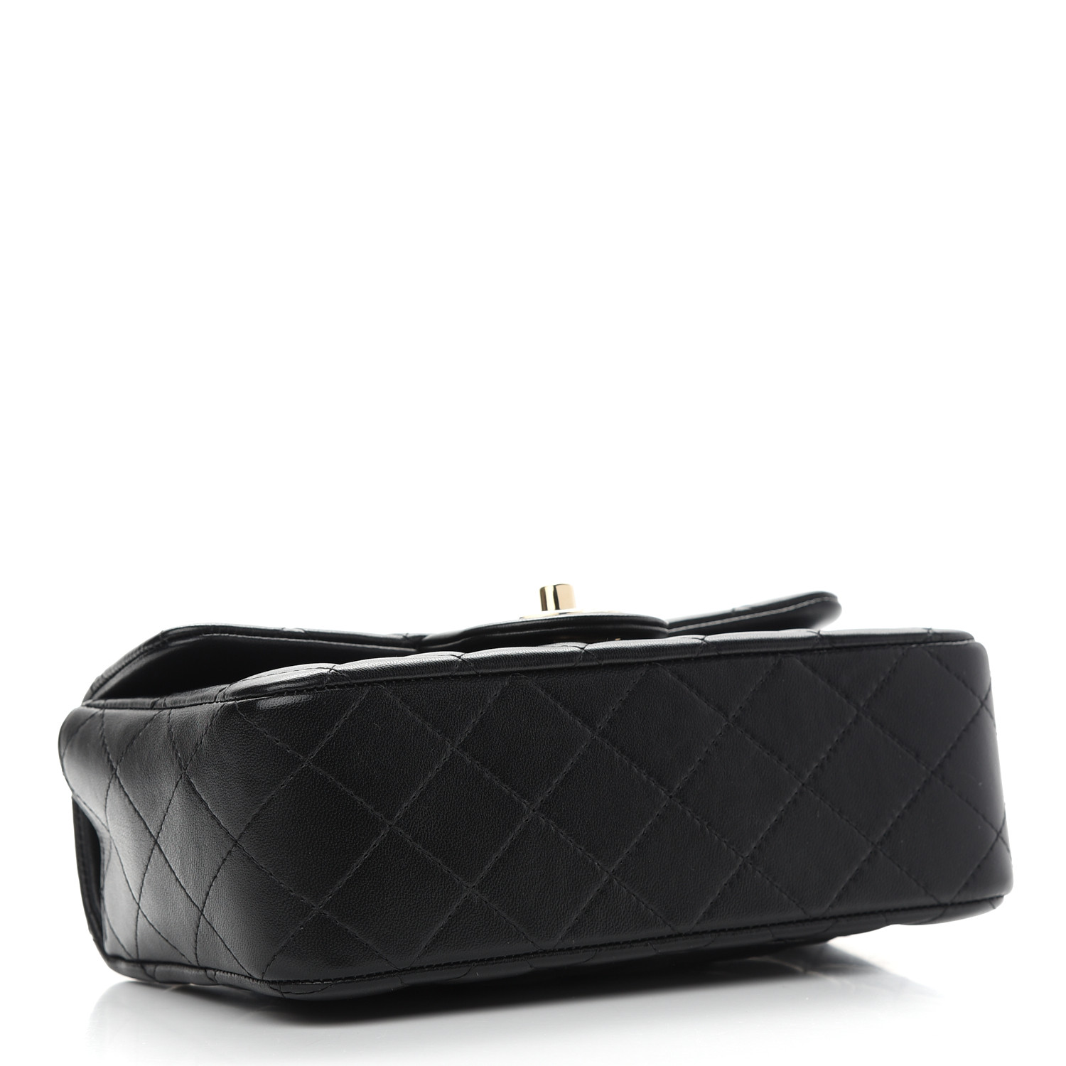 Lambskin Quilted Mini Top Handle Rectangular Flap Black