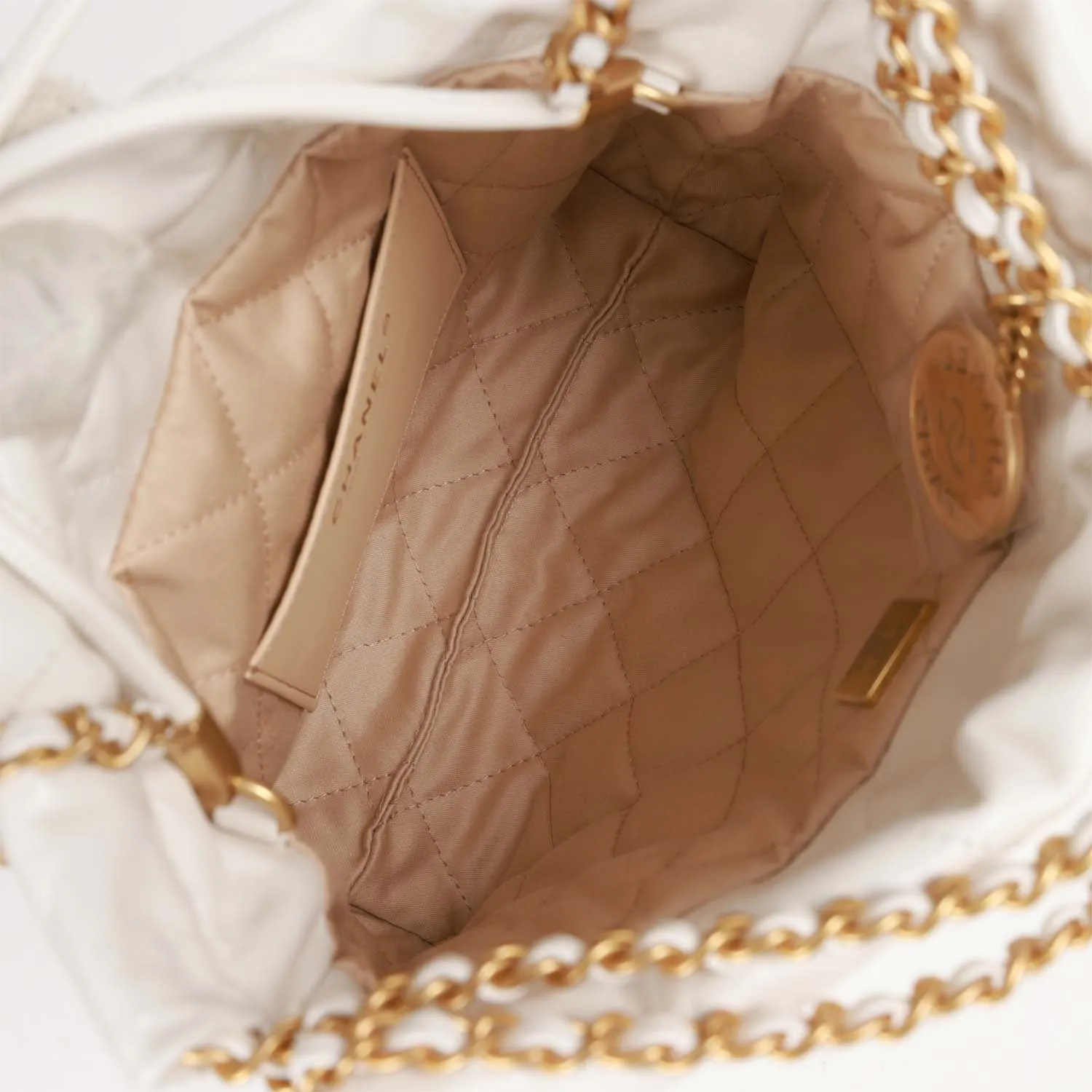 Mini 22 Bag White Calfskin Gold Hardware