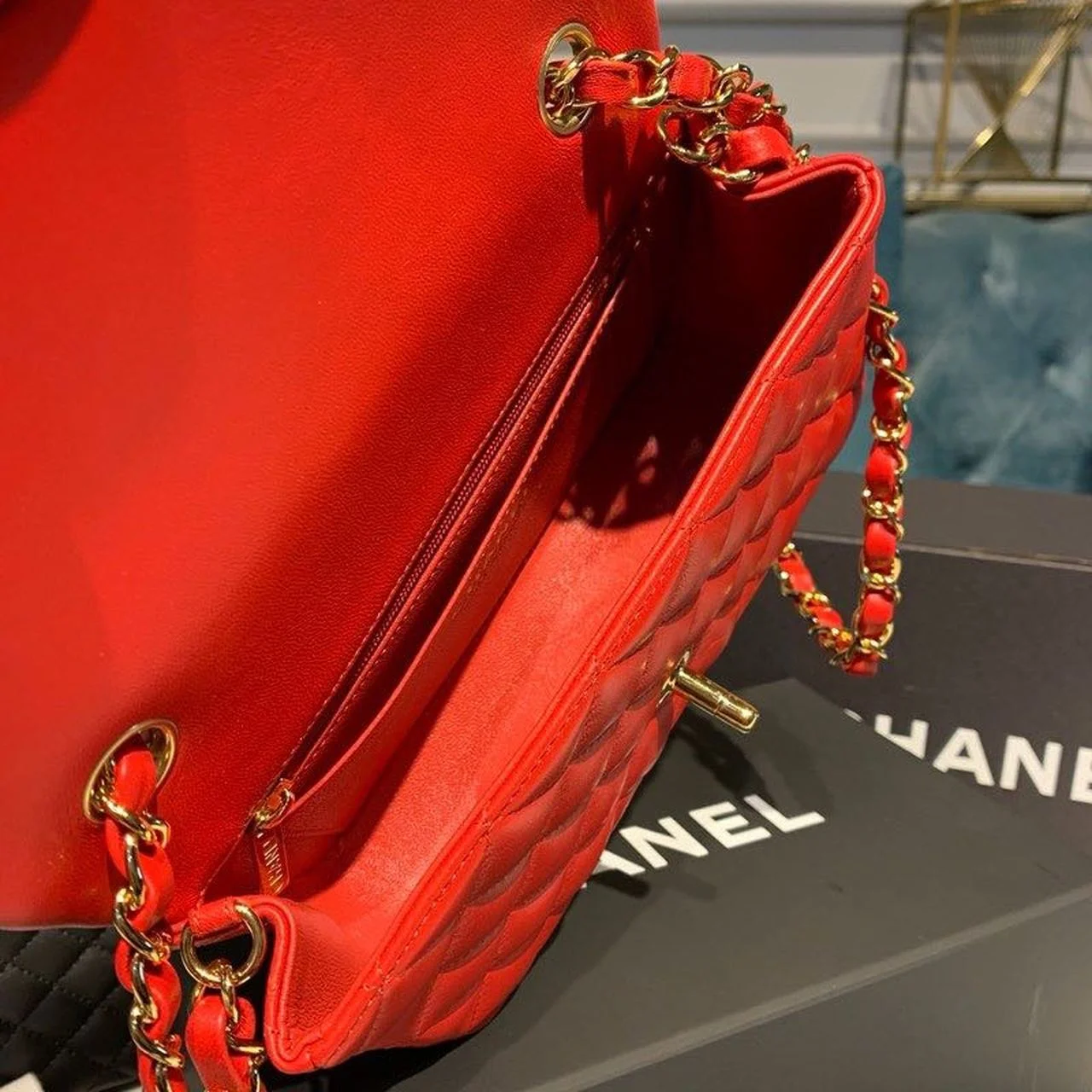 Chanel Mini Flap Bag Red For Women, Women’s Bags, Women’s Bag, Shoulder And Crossbody 7.8in/20cm A69900