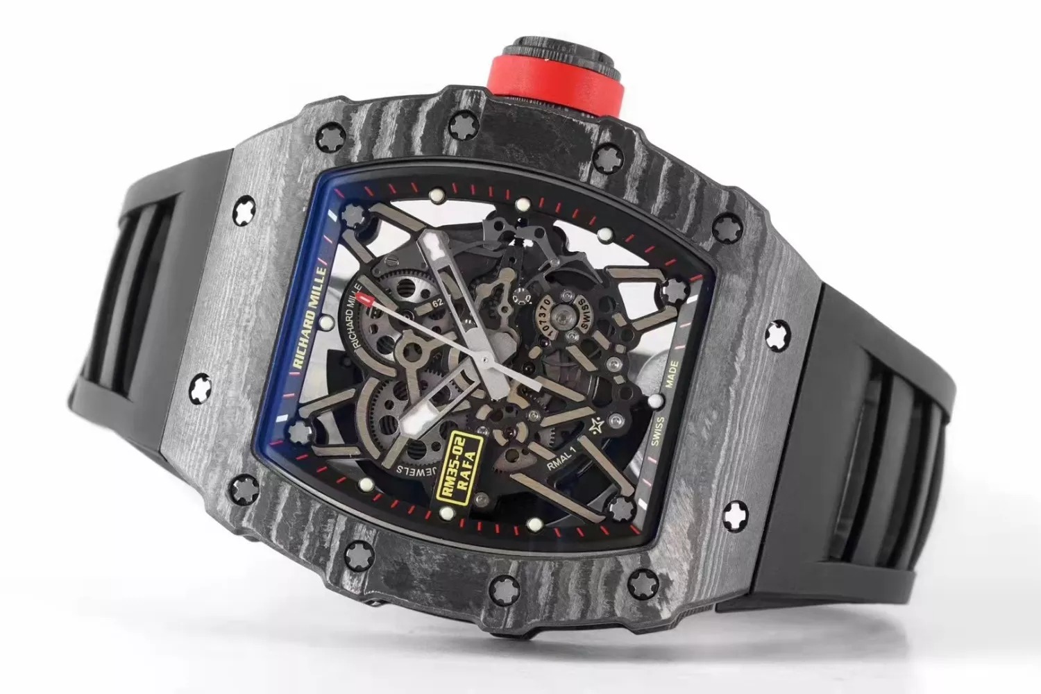 RM 35-02 Black Bezel Red Markers Black Rubber Strap ZF RUML3