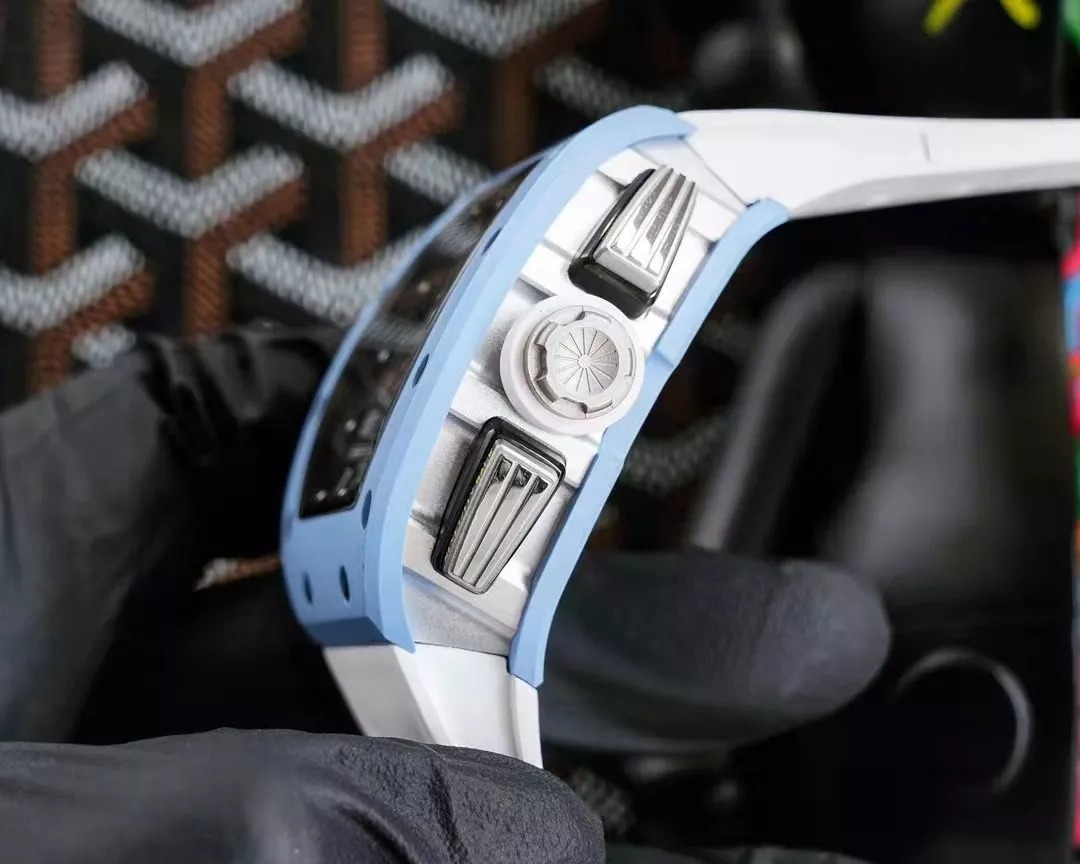 RM 11-03 Skeleton Dial Blue Bezel White Rubber Strap ZY 7750