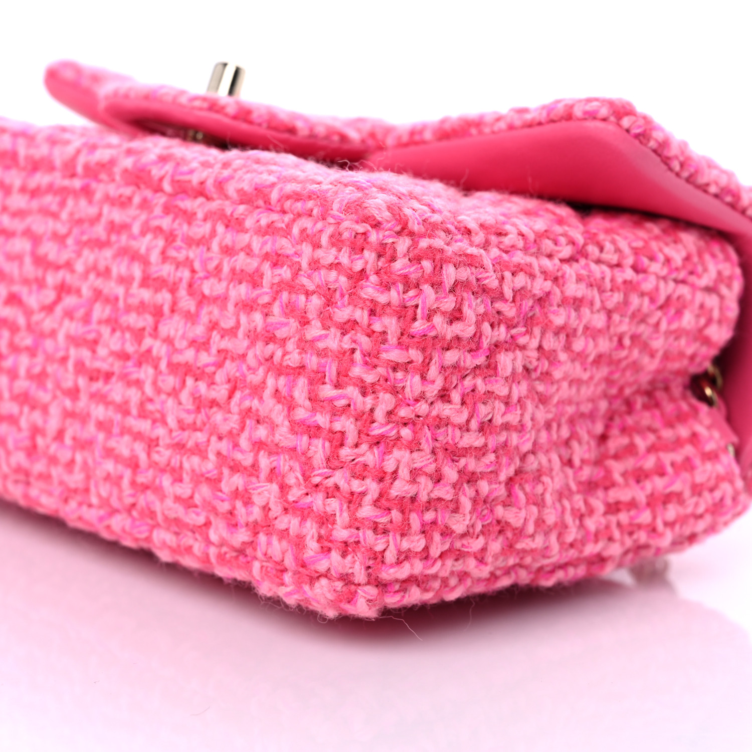 Wool Tweed Quilted Mini Rectangular Flap Dark Pink Fuchsia