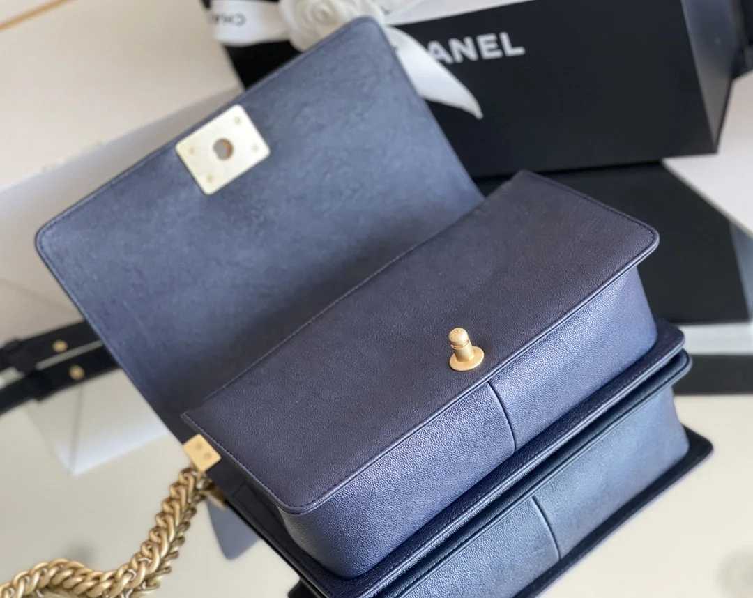 Chanel Medium Boy Handbag Dark Blue For Women 9.8in/25cm A67086