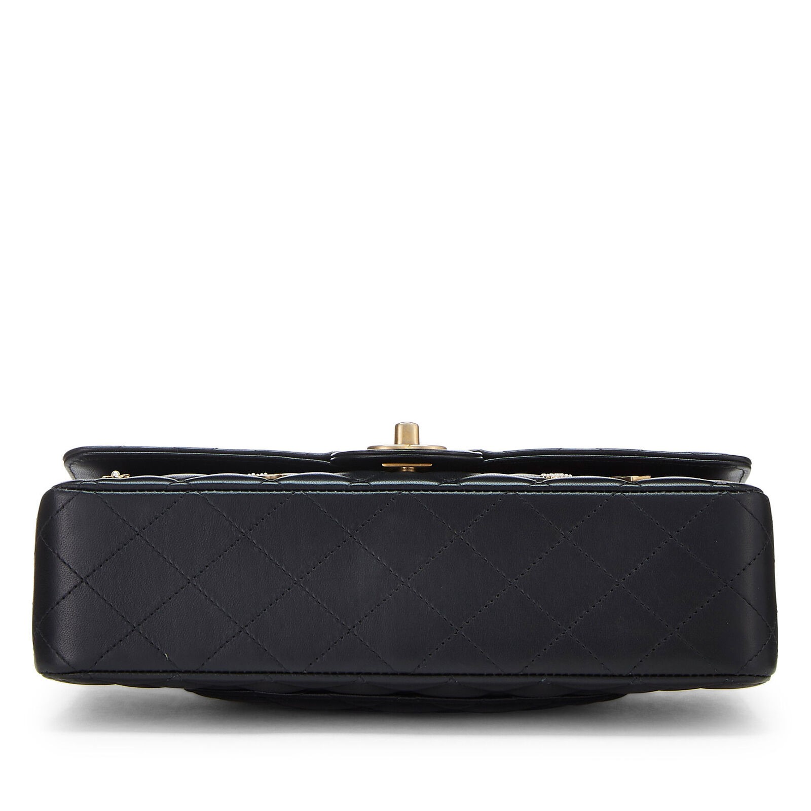 BLACK QUILTED LAMBSKIN LUCKY CHARM CLASSIC DOUBLE FLAP MEDIUM