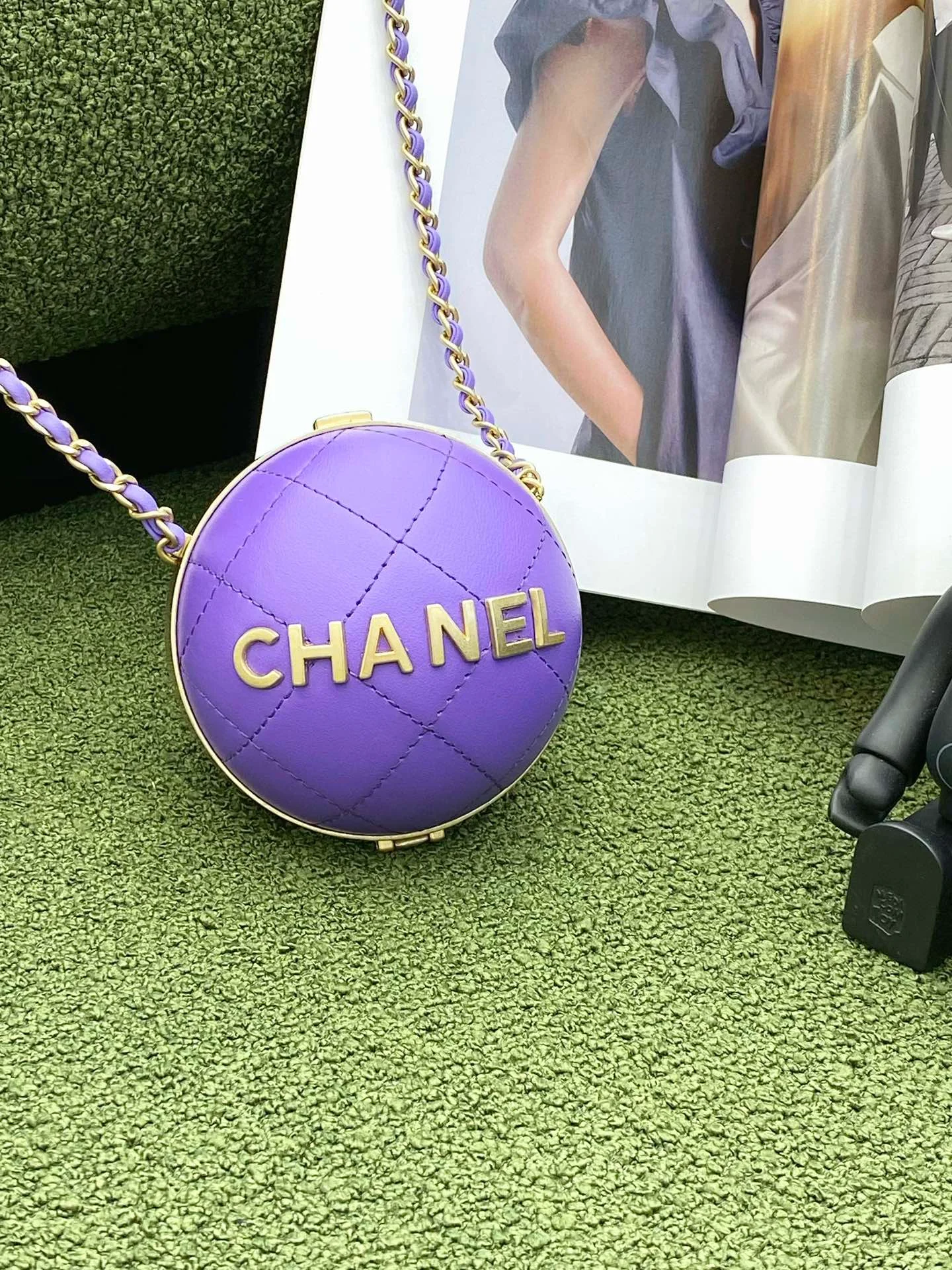 Chanel Ball Bag Purple and Gold Chain Bag For Women 8cm/3.15in