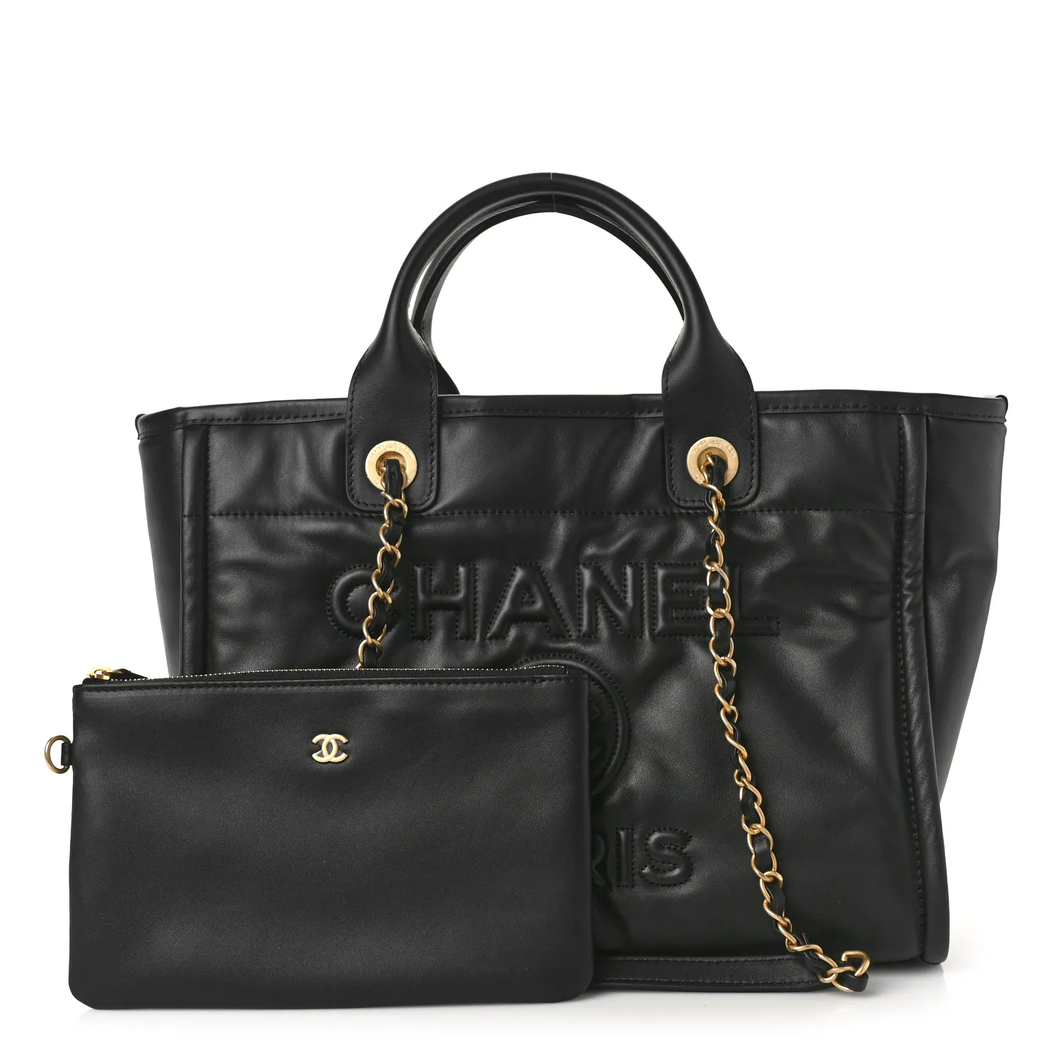 Calfskin Small Deauville Tote Black