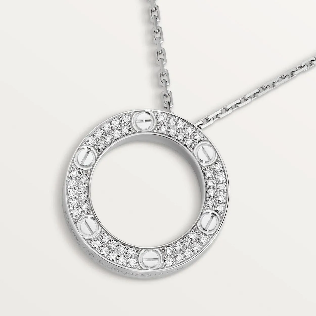 car Screw Love Necklace With Diamond Paved