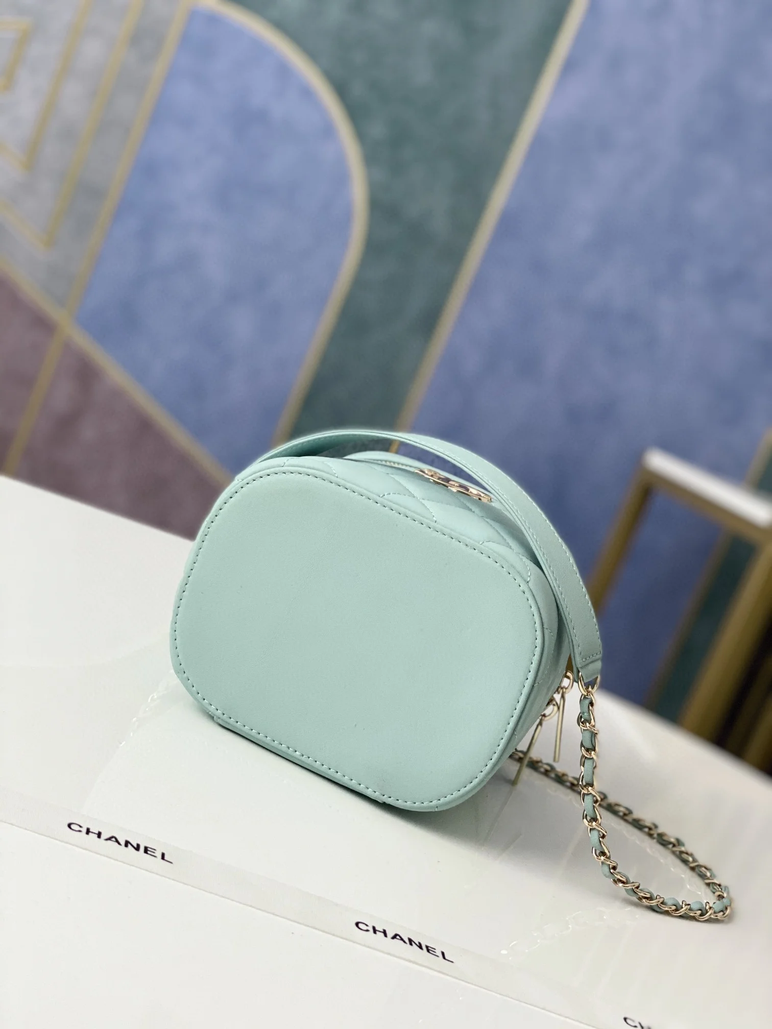 Chanel Vanity Case Gold Hardware Light Green For Women, Women’s Handbags, Shoulder Bags 9.4in/24cm