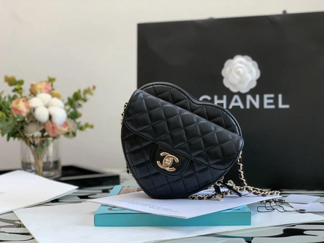 Chanel Mini Heart Bag Black For Women 7in/18cm AS3191 B07958 94305