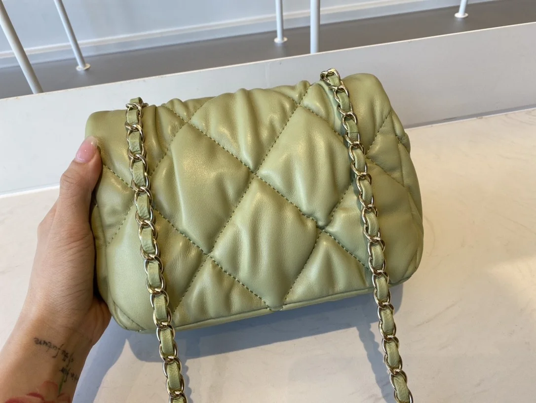Chanel Small Flap Bag Gold Hardware Green For Women, Women’s Handbags, Shoulder Bags 7.5in/19cm AS2232