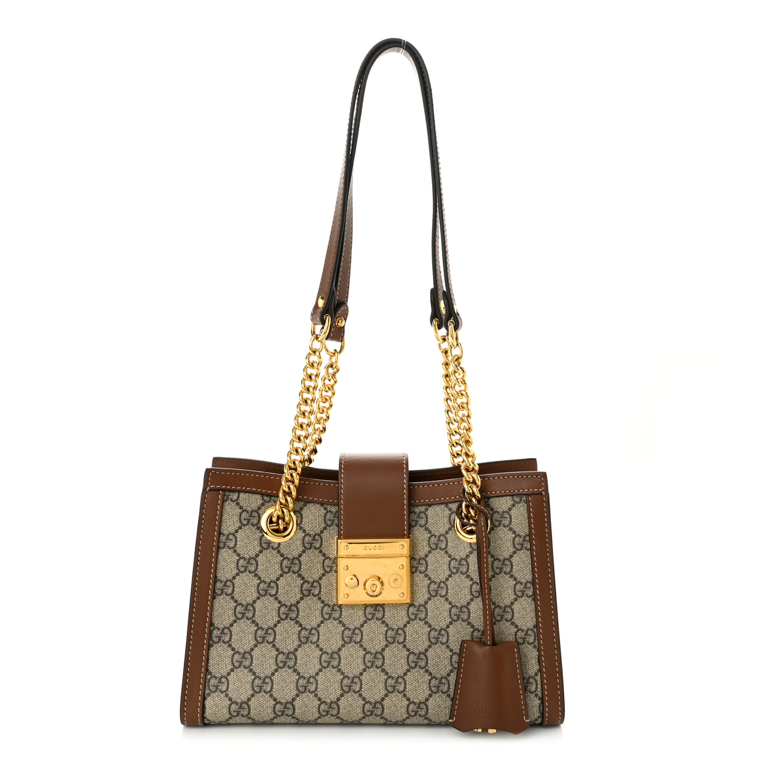 GG Supreme Monogram Calfskin Small Padlock Tote Beige Ebony Tuscany