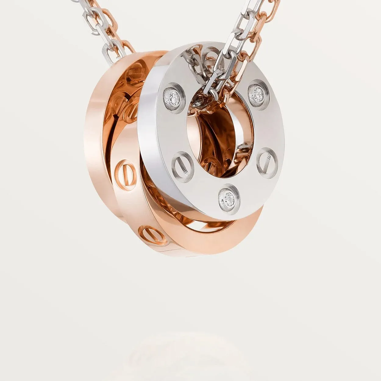 car Love Necklace 3 Circles Necklace-6 Diamonds